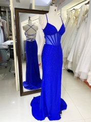 New hot fix stone boning prom dresses evening dress for woman