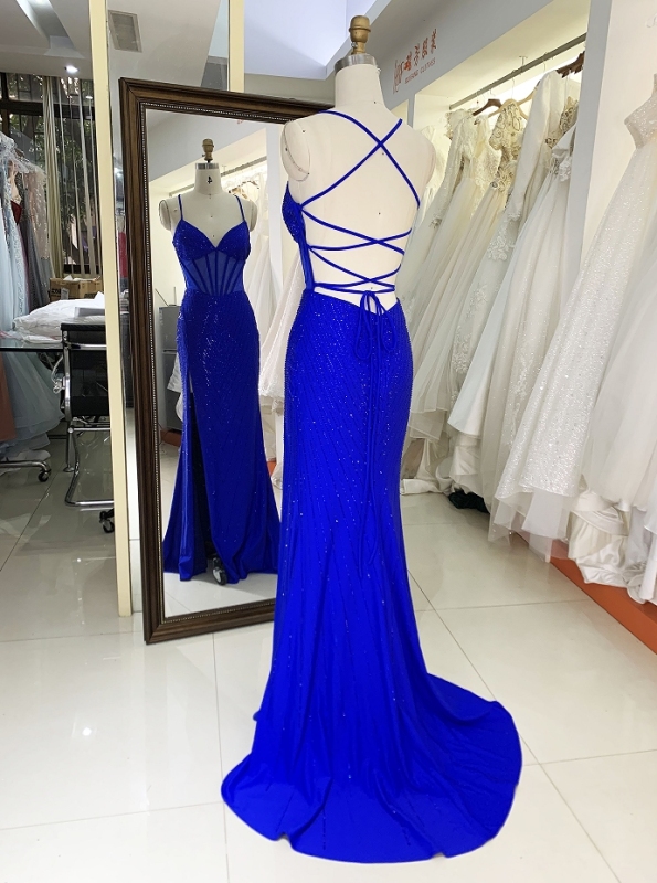 New hot fix stone boning prom dresses evening dress for woman