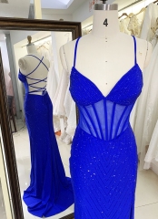 New hot fix stone boning prom dresses evening dress for woman