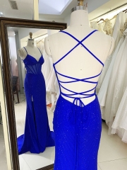 New hot fix stone boning prom dresses evening dress for woman