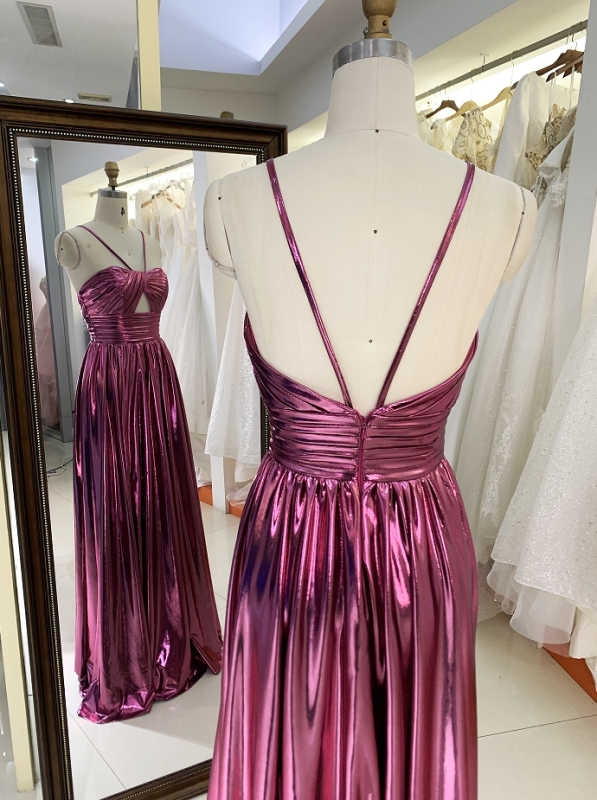 New sleeveless halter neck hole prom dresses metal fabric for girl