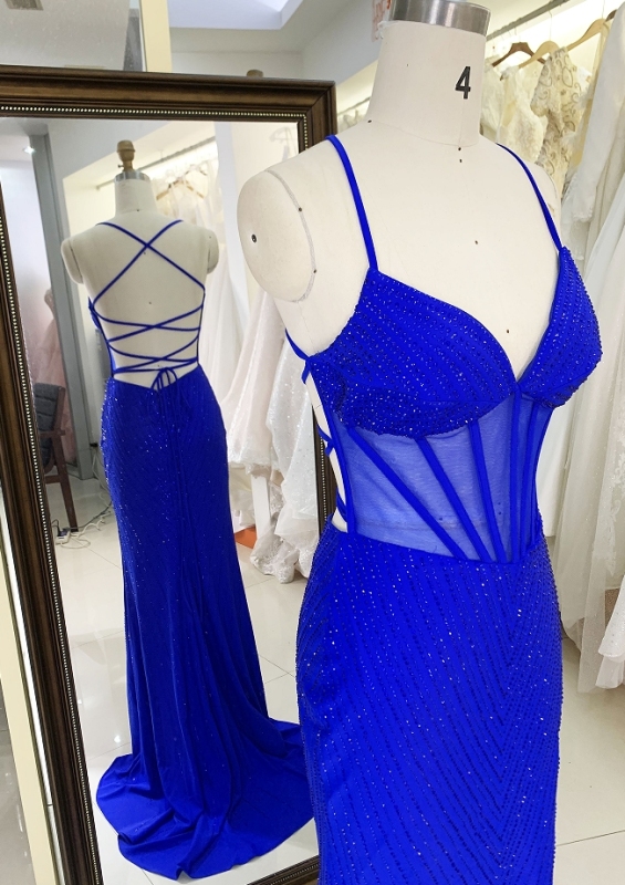 New hot fix stone boning prom dresses evening dress for woman
