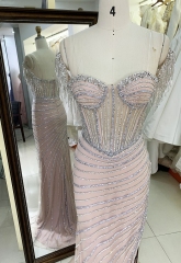 New beading line boning fitted prom dress evening dress for woman