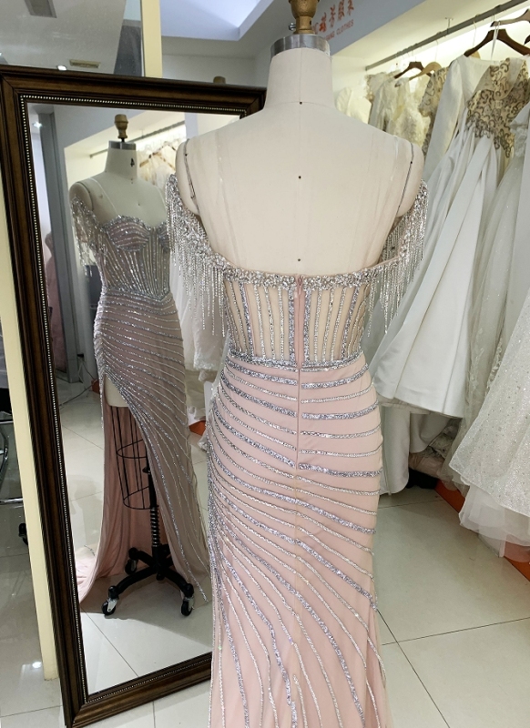 New beading line boning fitted prom dress evening dress for woman