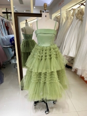 2024 Women new elegant ruffle skirt sage homecoming dresses short for girl