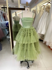 Women new elegant ruffle skirt sage homecoming dresses short for girl