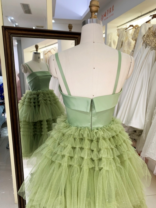 Women new elegant ruffle skirt sage homecoming dresses short for girl