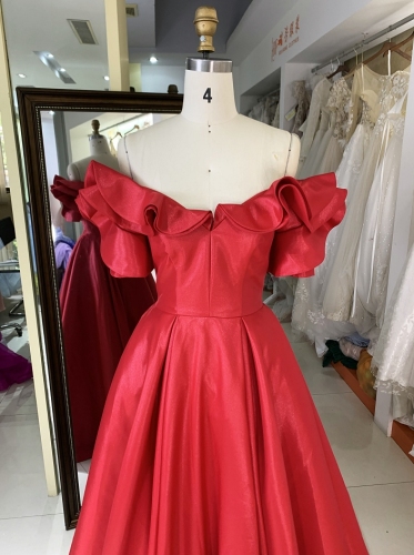 Emerald red sleeveless rhinestone mermaid satin zipper up back prom evening women dresses