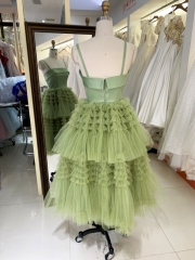 Women new elegant ruffle skirt sage homecoming dresses short for girl
