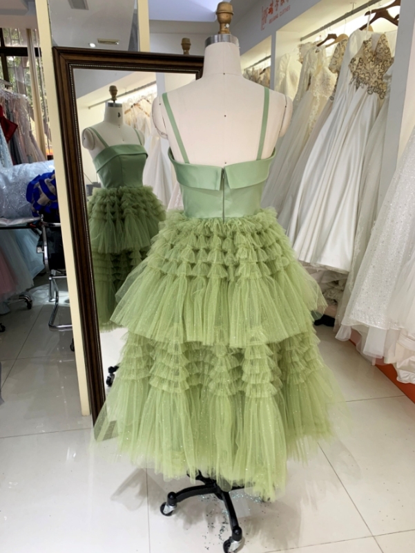 Women new elegant ruffle skirt sage homecoming dresses short for girl