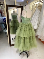 Women new elegant ruffle skirt sage homecoming dresses short for girl