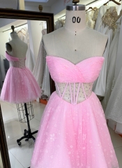 New 2024 pink boning sweetheart homecoming mum flower dresses for girl