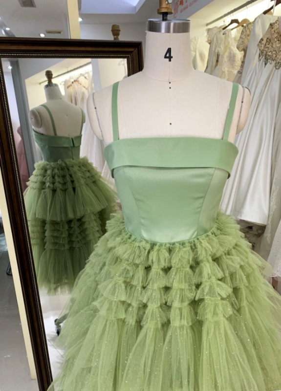 Women new elegant ruffle skirt sage homecoming dresses short for girl