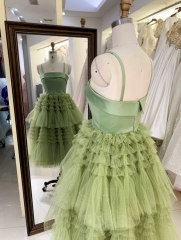 Women new elegant ruffle skirt sage homecoming dresses short for girl