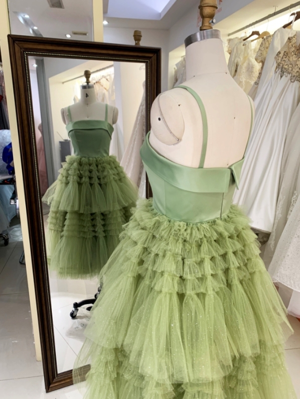 Women new elegant ruffle skirt sage homecoming dresses short for girl