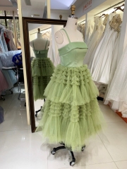 Women new elegant ruffle skirt sage homecoming dresses short for girl