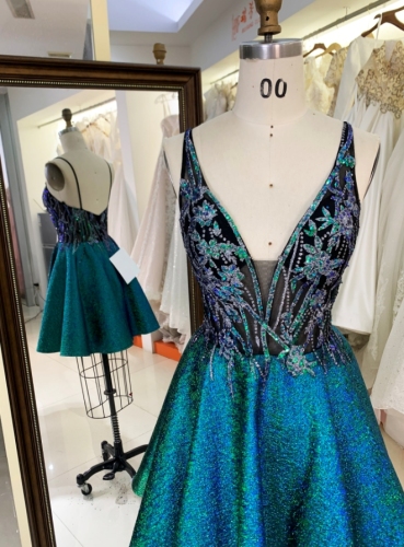 Women new shinny embroidered short homecoming dress for young girl