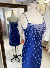 2024 Women new elegant royal satin crystal stone girls homecoming dresses