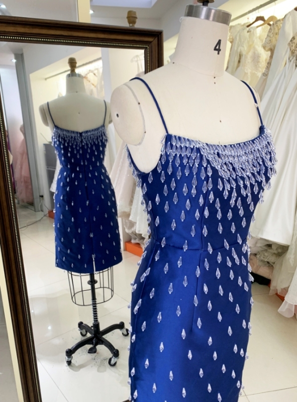2024 Women new elegant royal satin crystal stone girls homecoming dresses