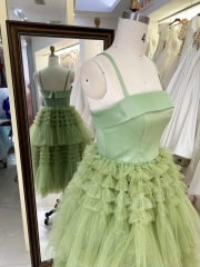 Women new elegant ruffle skirt sage homecoming dresses short for girl