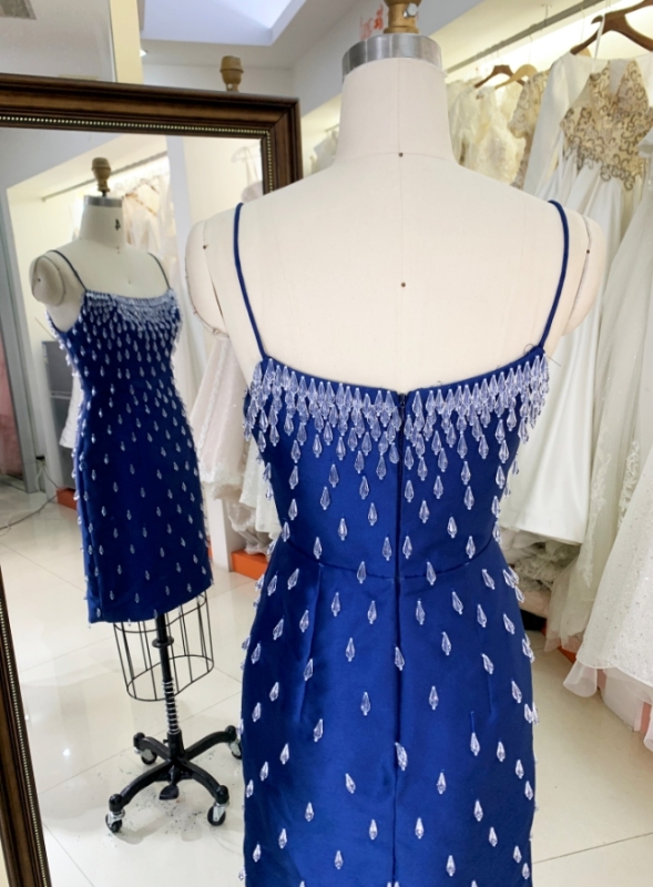 2024 Women new elegant royal satin crystal stone girls homecoming dresses