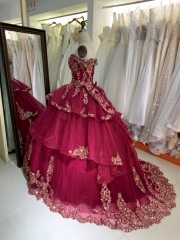 Off shoulder ruffle embroidered quinceanera lace dresses elegant new 2024