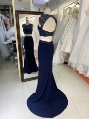 Black sleeveless beading mermaid elegant formal gowns women evening dresses robe de soiree