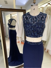 Black sleeveless beading mermaid elegant formal gowns women evening dresses robe de soiree