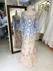 New elegant long sleeves lace feather dresses for mother of the bride