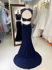 Black sleeveless beading mermaid elegant formal gowns women evening dresses robe de soiree