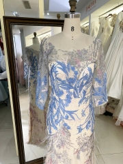 New elegant long sleeves lace feather dresses for mother of the bride