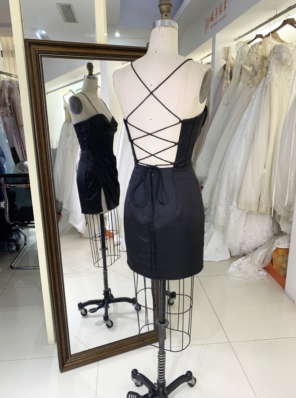 Women new elegant prom black corset satin homecoming dresses short for girl