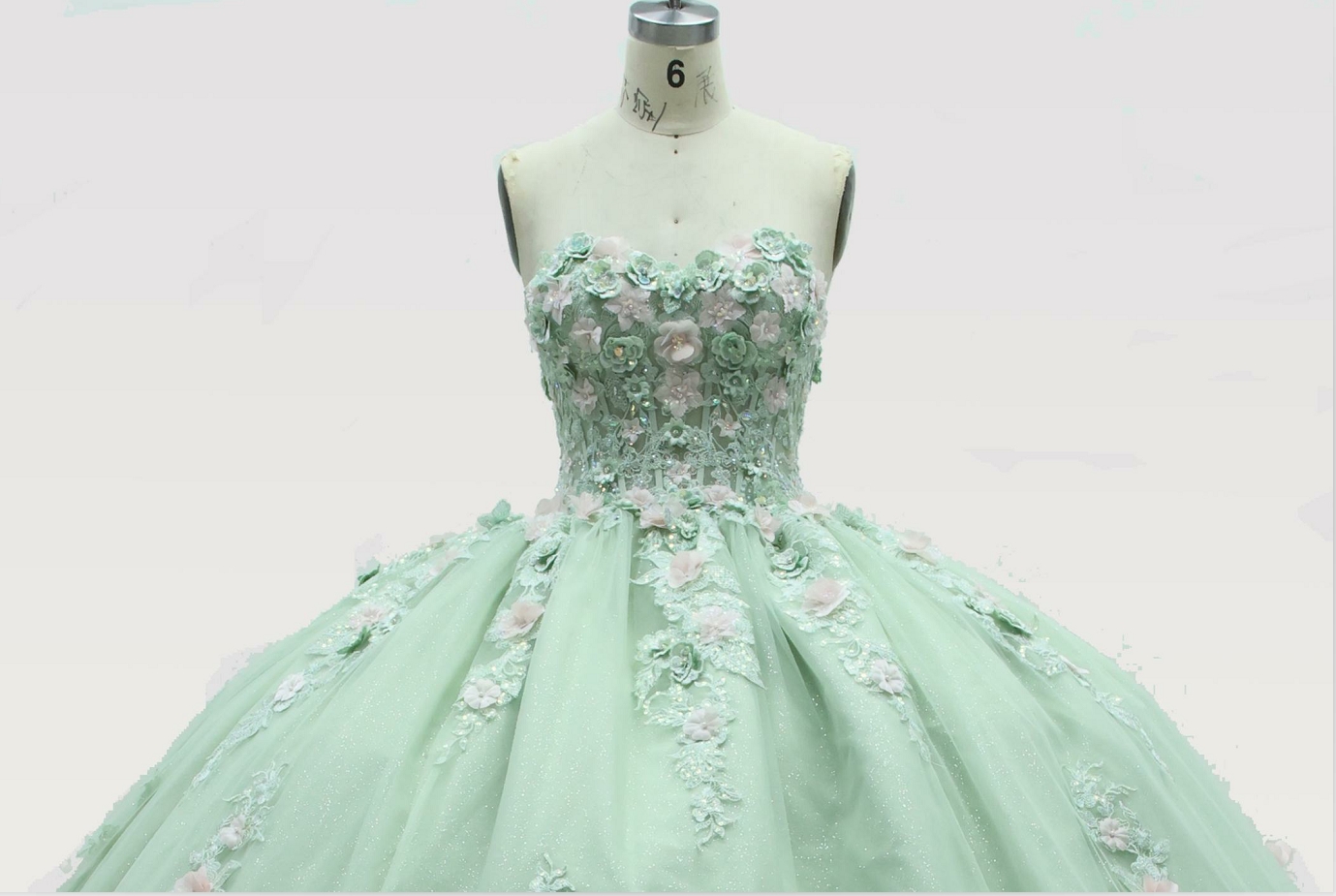 Women new quinceaneras dress flower mint long party elegant romantic