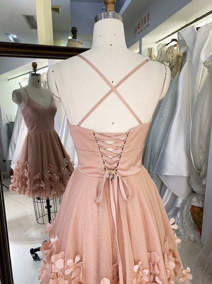 Women 3D flower new high school homecoming short dress for young girl