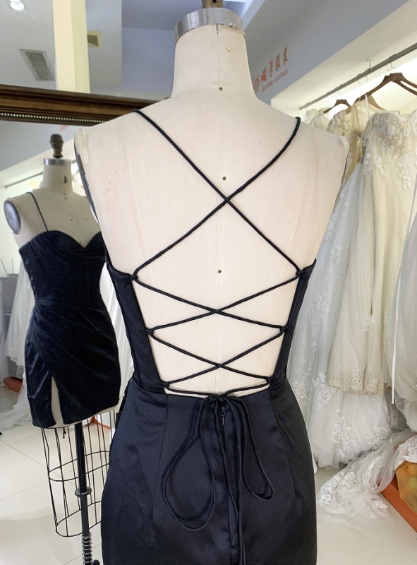 Women new elegant prom black corset satin homecoming dresses short for girl