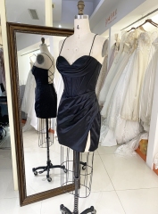 Women new elegant prom black corset satin homecoming dresses short for girl