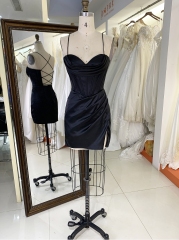 2024 Women new elegant prom black corset satin homecoming dresses short for girl