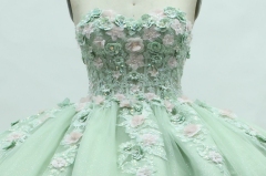 Women new quinceaneras dress flower mint long party elegant romantic