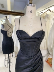 Women new elegant prom black corset satin homecoming dresses short for girl