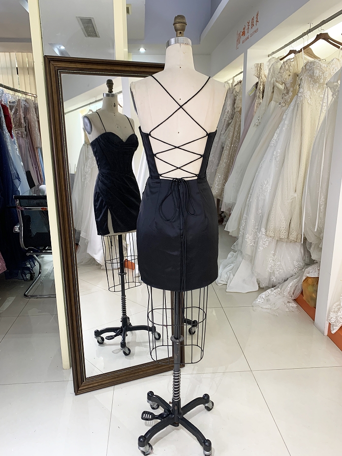 Women new elegant prom black corset satin homecoming dresses short for girl