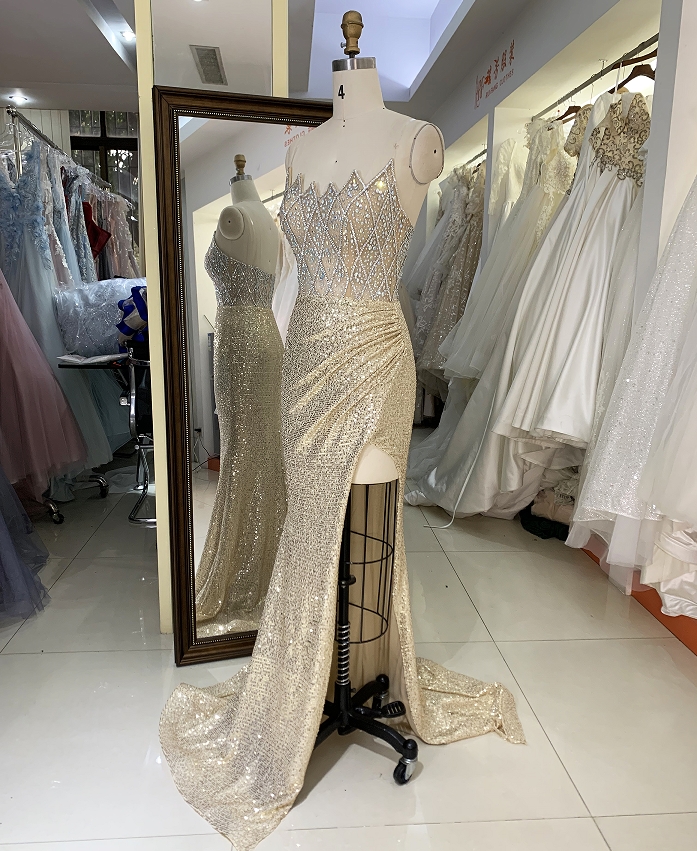 Wholesale silver champagne beading overskirt zipper up back sweetheart long gown evening prom dress 2025