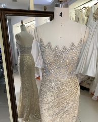 Wholesale silver champagne beading overskirt zipper up back sweetheart long gown evening prom dress 2025