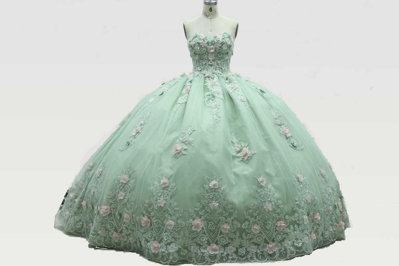 Women new quinceaneras dress flower mint long party elegant romantic