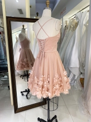 Women 3D flower new high school homecoming short dress for young girl
