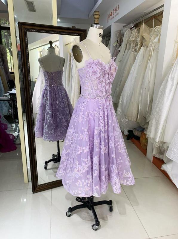 Mauve New tulle embroidery sleeveless corset embroidery A line homecoming dresses