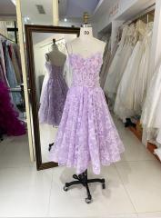 Mauve New tulle embroidery sleeveless corset embroidery A line homecoming dresses