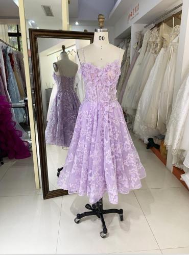 Mauve New tulle embroidery sleeveless corset embroidery A line homecoming dresses