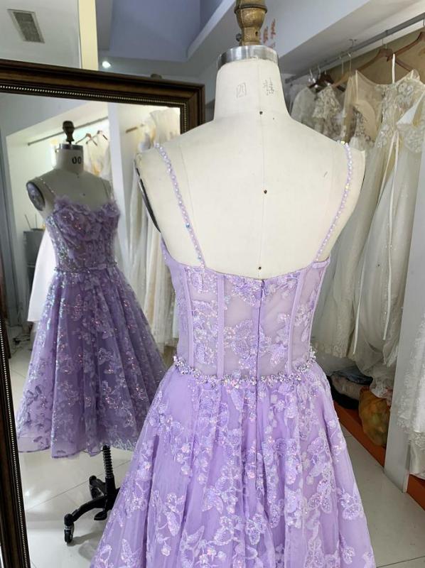 Mauve New tulle embroidery sleeveless corset embroidery A line homecoming dresses
