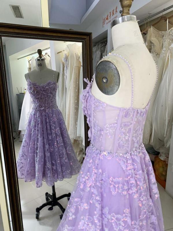 Mauve New tulle embroidery sleeveless corset embroidery A line homecoming dresses