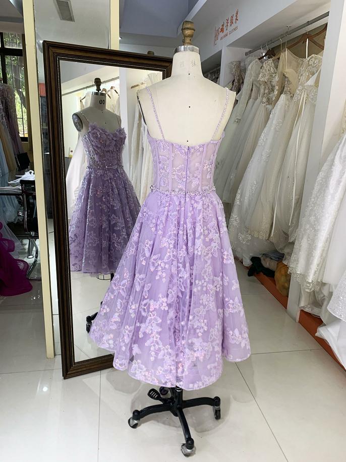 Mauve New tulle embroidery sleeveless corset embroidery A line homecoming dresses